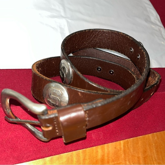 Michigan State Spartans BROWN leather BELT 33-37” Silver conchos Spartans Mexico - Picture 14 of 16